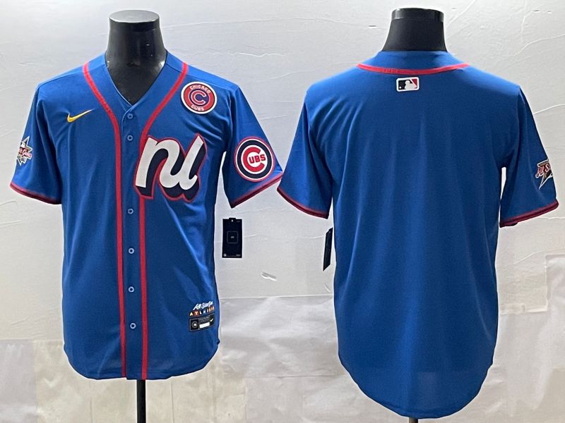 Men 2025 Chicago Cubs Blank Blue All star Blank Blue Nike MLB Jersey style 2